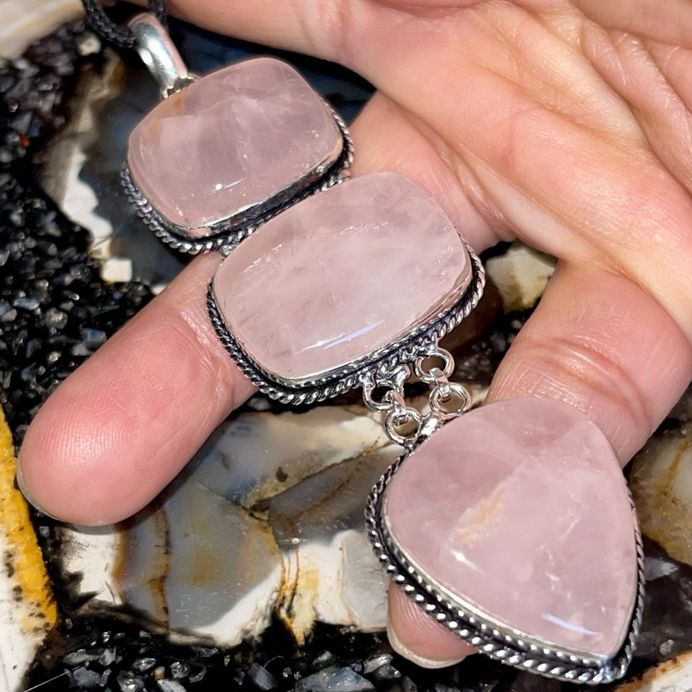 Large Pink Rose Quartz “Stone of Pure Love” Pendant 3 7/8”